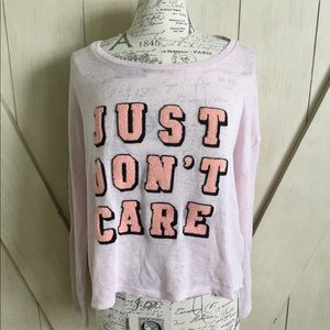 💗H&M Just Don't Care Pink Fluffy Letter Sweater💗